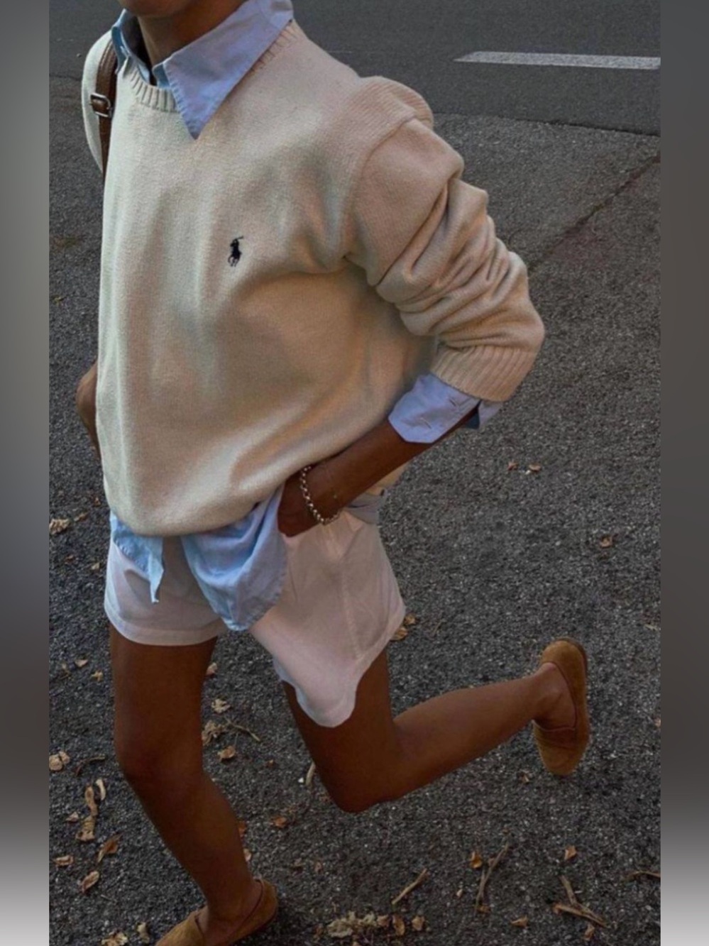 Polo by Ralph Lauren Cream Crewneck Cotton Sweater with Navy Pony
